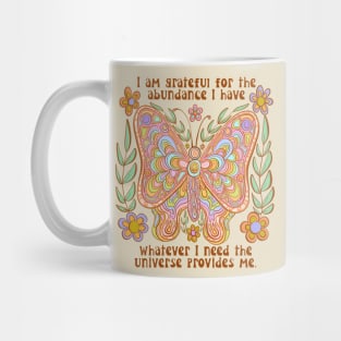 Retro butterfly with abundance quote Mug